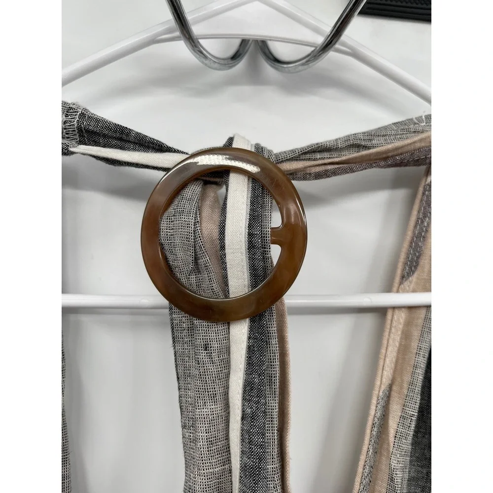 Current Air Striped Halter Neck Wide Leg Jumpsuit Women's Small Tan‎ Brown White - Picture 6 of 12